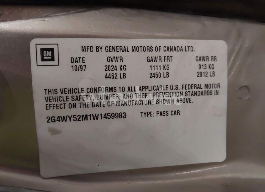 Photo 9 of 1998 Buick Century LIMITED (VIN 2G4WY52M1W1459983)