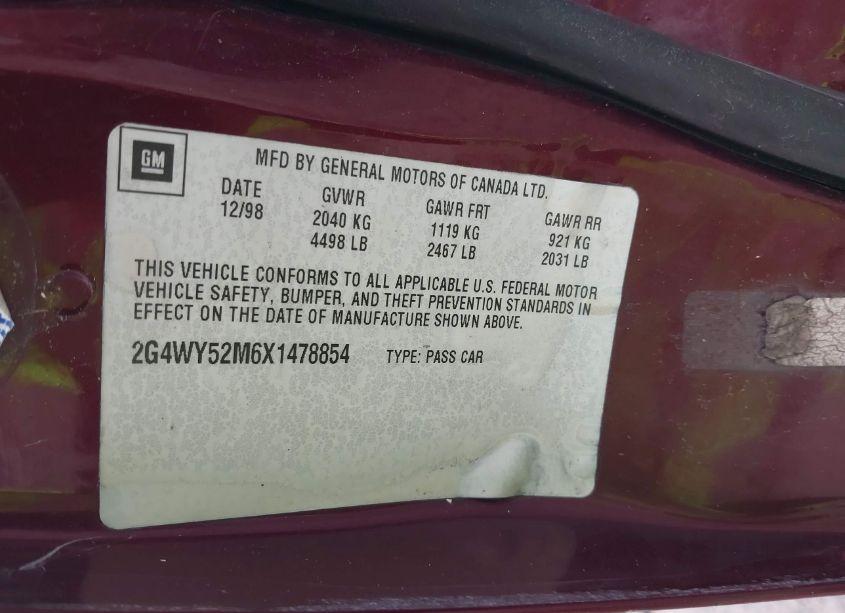Photo 9 of 1999 Buick Century LIMITED (VIN 2G4WY52M6X1478854)