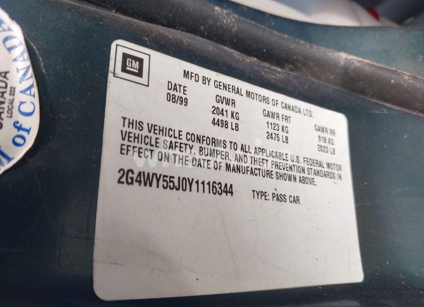 Photo 9 of 2000 Buick Century LIMITED (VIN 2G4WY55J0Y1116344)