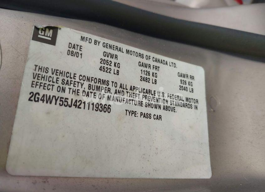 Photo 9 of 2002 Buick Century LIMITED (VIN 2G4WY55J421119366)