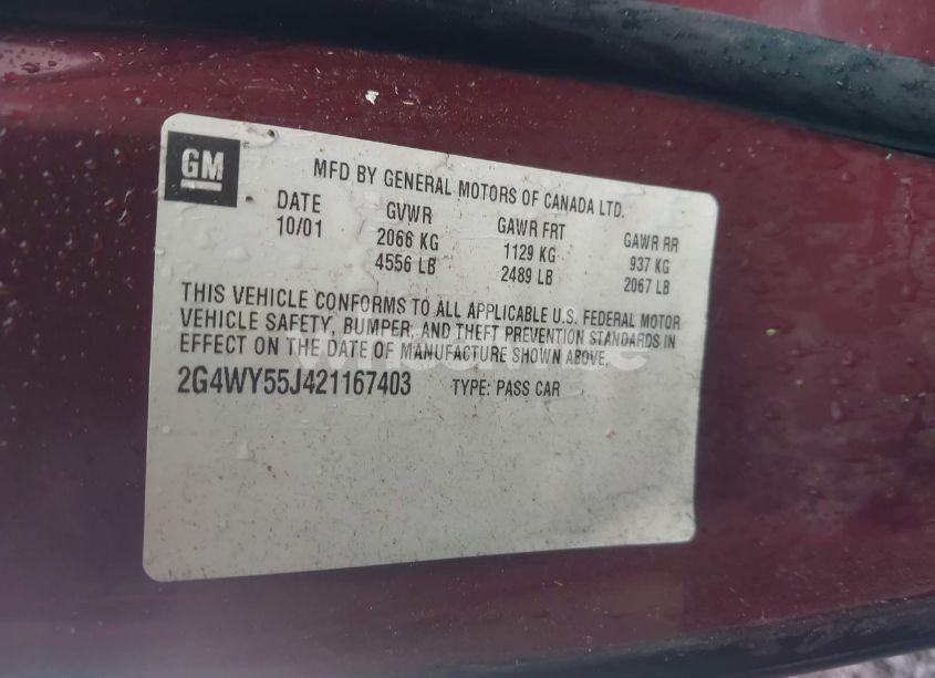 Photo 9 of 2002 Buick Century LIMITED (VIN 2G4WY55J421167403)