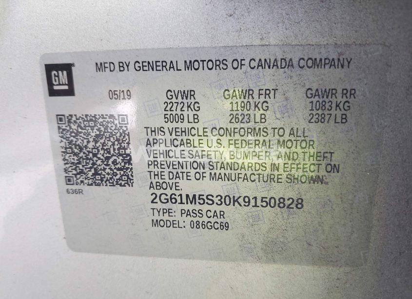 Photo 9 of 2019 Cadillac Xts LUXURY (VIN 2G61M5S30K9150828)