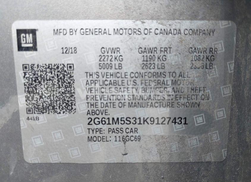 Photo 9 of 2019 Cadillac Xts LUXURY (VIN 2G61M5S31K9127431)