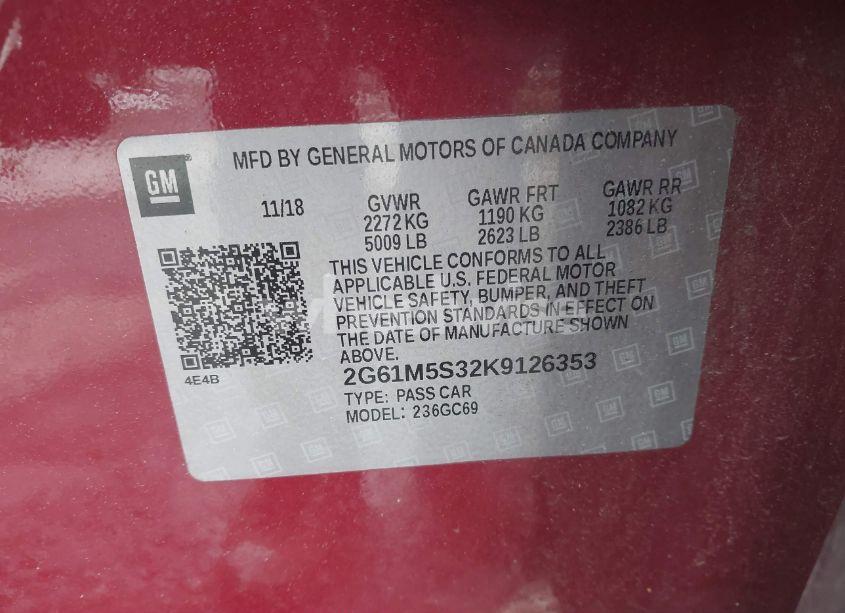 Photo 9 of 2019 Cadillac Xts LUXURY (VIN 2G61M5S32K9126353)