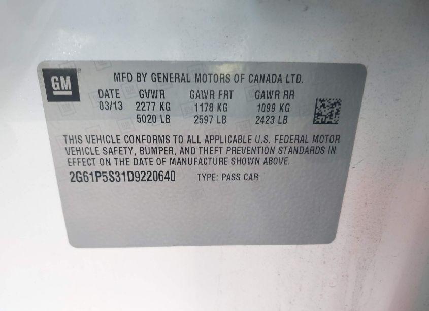 Photo 9 of 2013 Cadillac Xts LUXURY (VIN 2G61P5S31D9220640)
