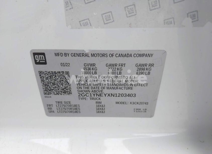 Photo 9 of 2022 Chevrolet Silverado 2500HD 4WD STANDARD BED LT (VIN 2GC1YNEYXN1203403)