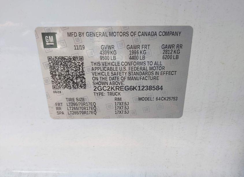 Photo 9 of 2019 Chevrolet Silverado 2500HD WT (VIN 2GC2KREG6K1238584)