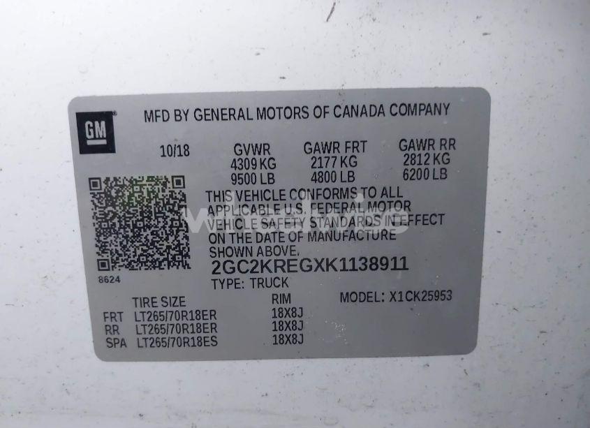 Photo 9 of 2019 Chevrolet Silverado 2500HD WT (VIN 2GC2KREGXK1138911)