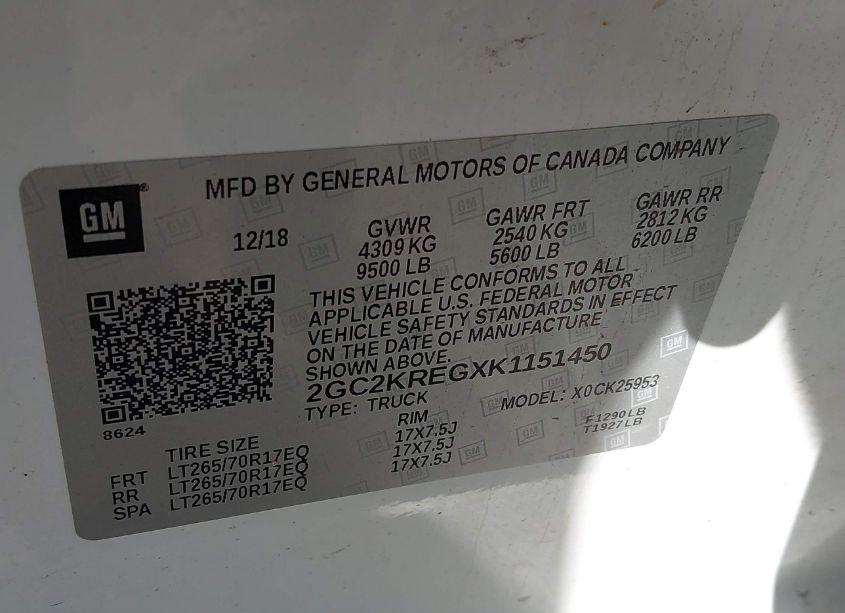 Photo 9 of 2019 Chevrolet Silverado 2500HD WT (VIN 2GC2KREGXK1151450)