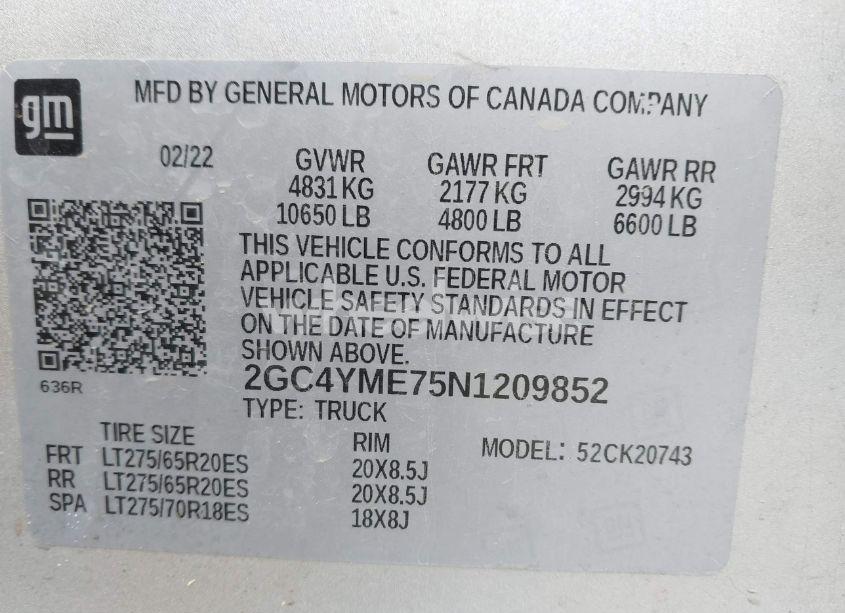 Photo 8 of 2022 Chevrolet Silverado 2500HD 4WD STANDARD BED CUSTOM (VIN 2GC4YME75N1209852)