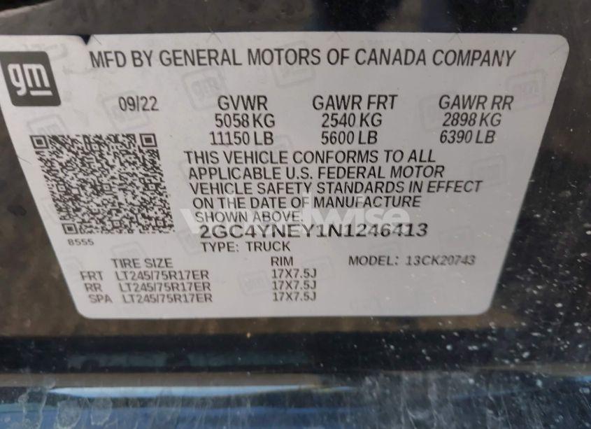 Photo 8 of 2022 Chevrolet Silverado 2500HD 4WD STANDARD BED LT (VIN 2GC4YNEY1N1246413)