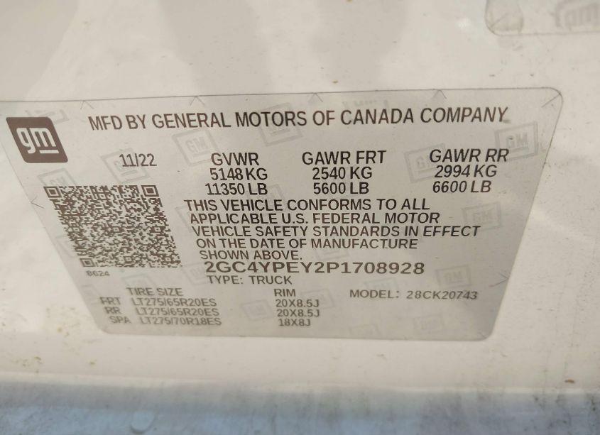 Photo 8 of 2023 Chevrolet Silverado 2500HD 4WD STANDARD BED LTZ (VIN 2GC4YPEY2P1708928)