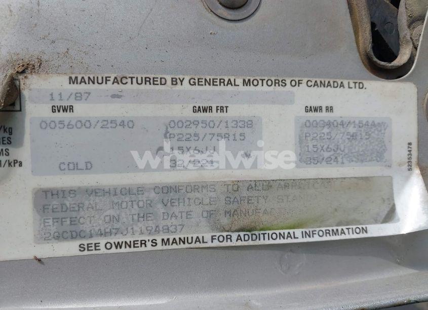 Photo 9 of 1988 Chevrolet Gmt-400 C1500 (VIN 2GCDC14H7J1194837)