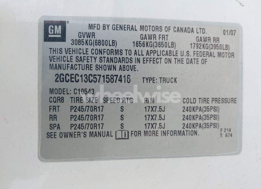 Photo 9 of 2007 Chevrolet Silverado 1500 LT1 (VIN 2GCEC13C571587416)