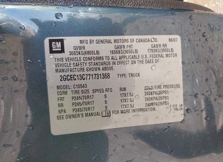 Photo 9 of 2007 Chevrolet Silverado 1500 LS (VIN 2GCEC13C771731368)