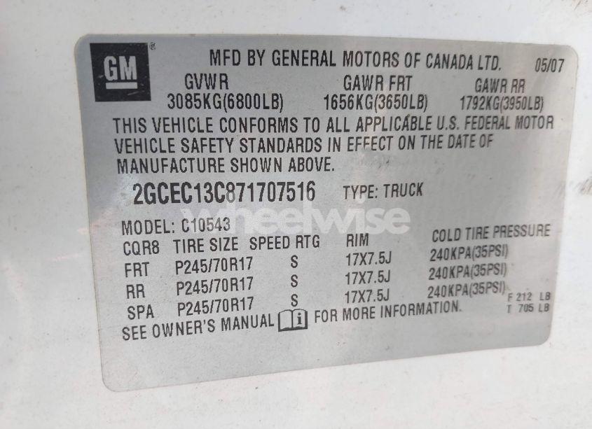 Photo 9 of 2007 Chevrolet Silverado 1500 LS (VIN 2GCEC13C871707516)