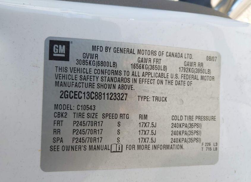 Photo 9 of 2008 Chevrolet Silverado 1500 WORK TRUCK (VIN 2GCEC13C881123327)