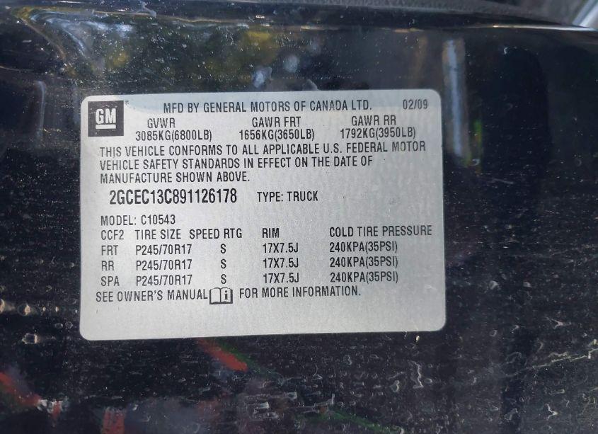 Photo 9 of 2009 Chevrolet Silverado 1500 LS (VIN 2GCEC13C891126178)