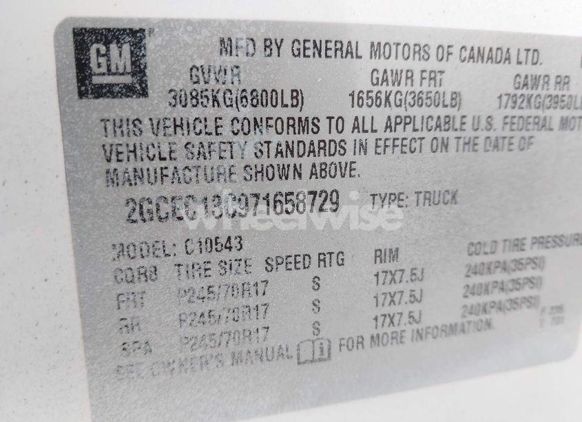 Photo 9 of 2007 Chevrolet Silverado 1500 WORK TRUCK (VIN 2GCEC13C971658729)