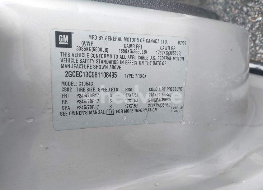 Photo 9 of 2008 Chevrolet Silverado 1500 LS (VIN 2GCEC13C981108495)