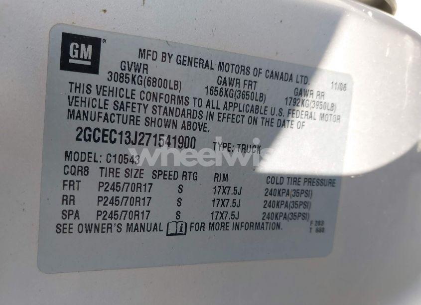 Photo 9 of 2007 Chevrolet Silverado 1500 WORK TRUCK (VIN 2GCEC13J271541900)