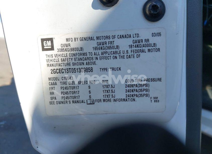 Photo 9 of 2005 Chevrolet Silverado 1500 LS (VIN 2GCEC13T051309858)