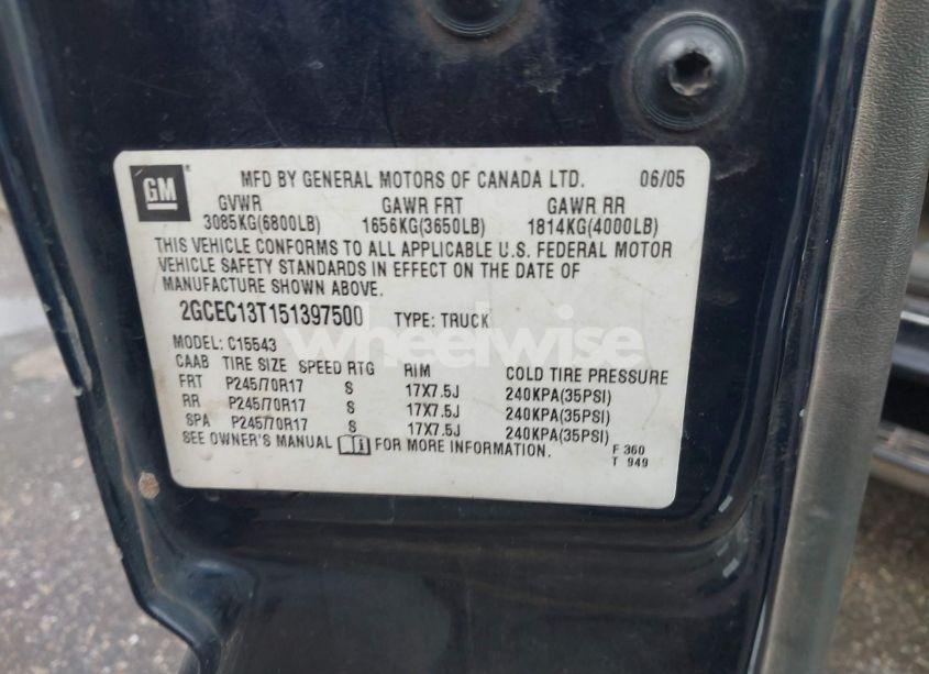 Photo 9 of 2005 Chevrolet Silverado 1500 LT (VIN 2GCEC13T151397500)