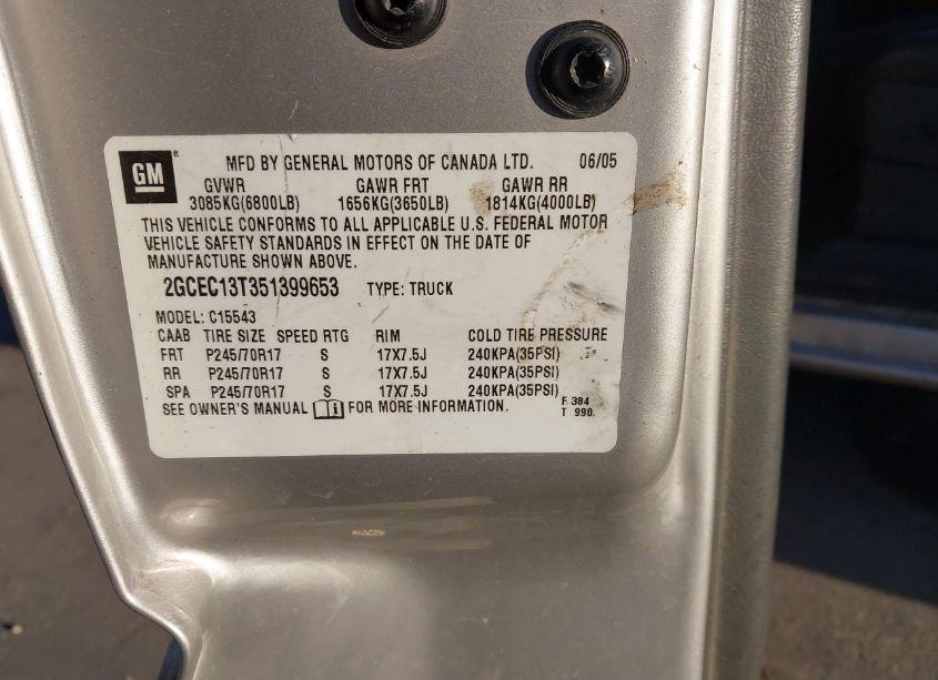 Photo 9 of 2005 Chevrolet Silverado 1500 LT (VIN 2GCEC13T351399653)