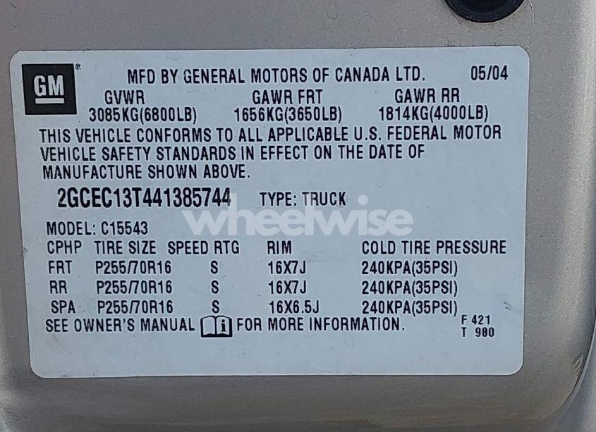 Photo 9 of 2004 Chevrolet Silverado 1500 LT (VIN 2GCEC13T441385744)