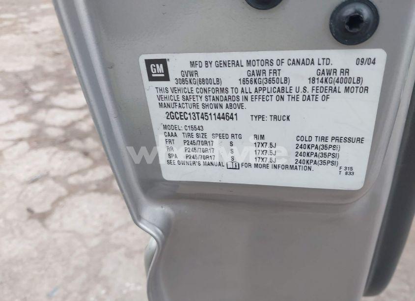 Photo 9 of 2005 Chevrolet Silverado 1500 LS (VIN 2GCEC13T451144641)