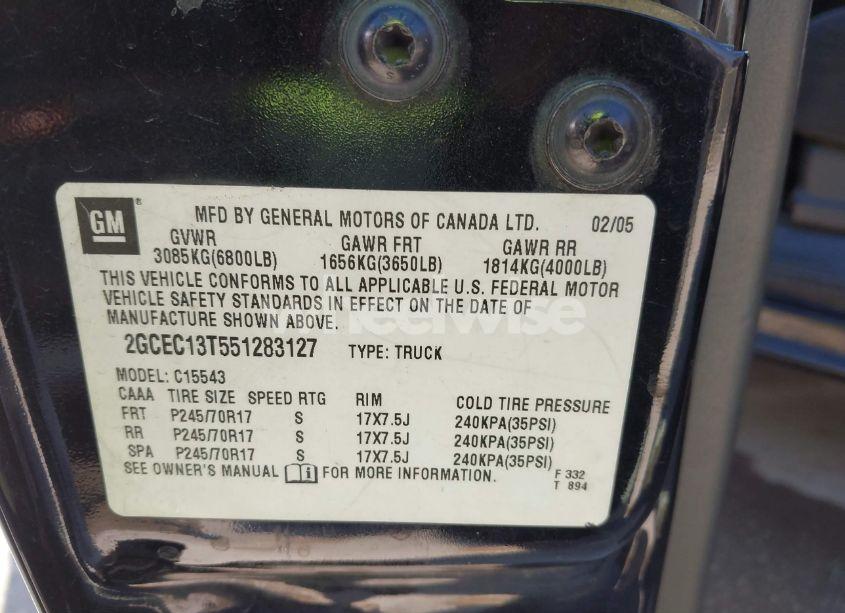 Photo 9 of 2005 Chevrolet Silverado 1500 LS (VIN 2GCEC13T551283127)