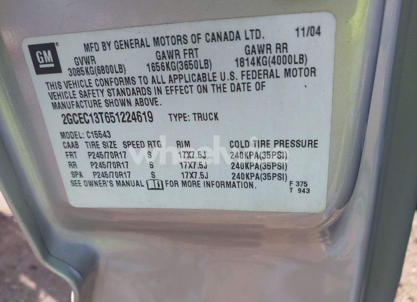 Photo 9 of 2005 Chevrolet Silverado 1500 LT (VIN 2GCEC13T651224619)