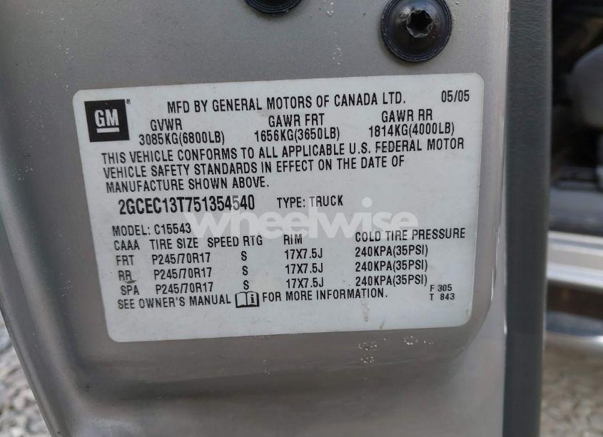 Photo 9 of 2005 Chevrolet Silverado 1500 LS (VIN 2GCEC13T751354540)