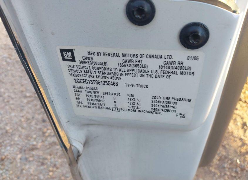 Photo 9 of 2005 Chevrolet Silverado 1500 LS (VIN 2GCEC13T851255466)