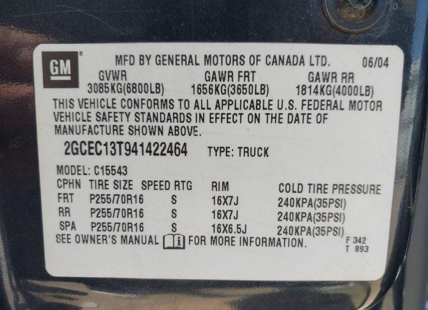 Photo 9 of 2004 Chevrolet Silverado 1500 LS (VIN 2GCEC13T941422464)