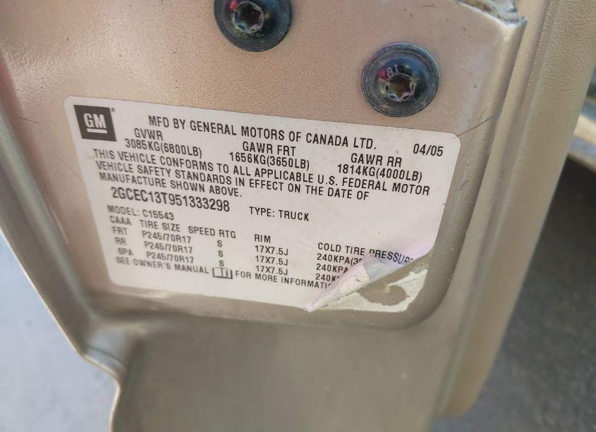 Photo 9 of 2005 Chevrolet Silverado 1500 LS (VIN 2GCEC13T951333298)