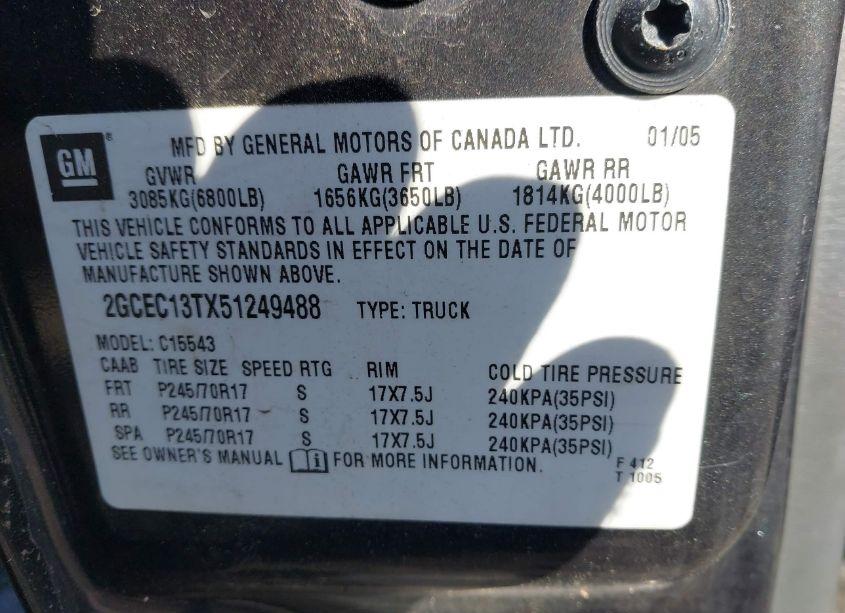 Photo 9 of 2005 Chevrolet Silverado 1500 LS (VIN 2GCEC13TX51249488)