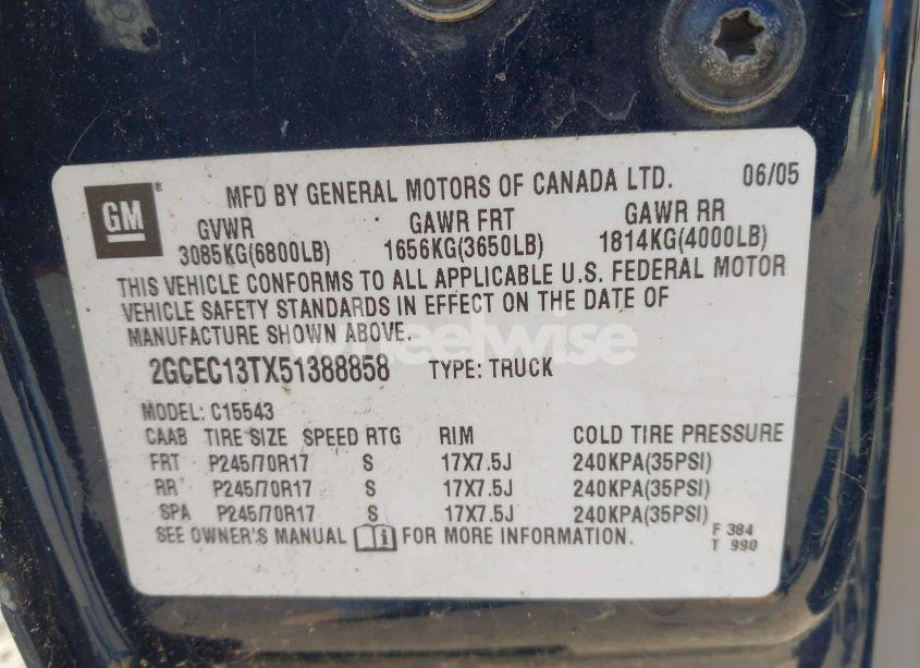 Photo 9 of 2005 Chevrolet Silverado 1500 LT (VIN 2GCEC13TX51388858)
