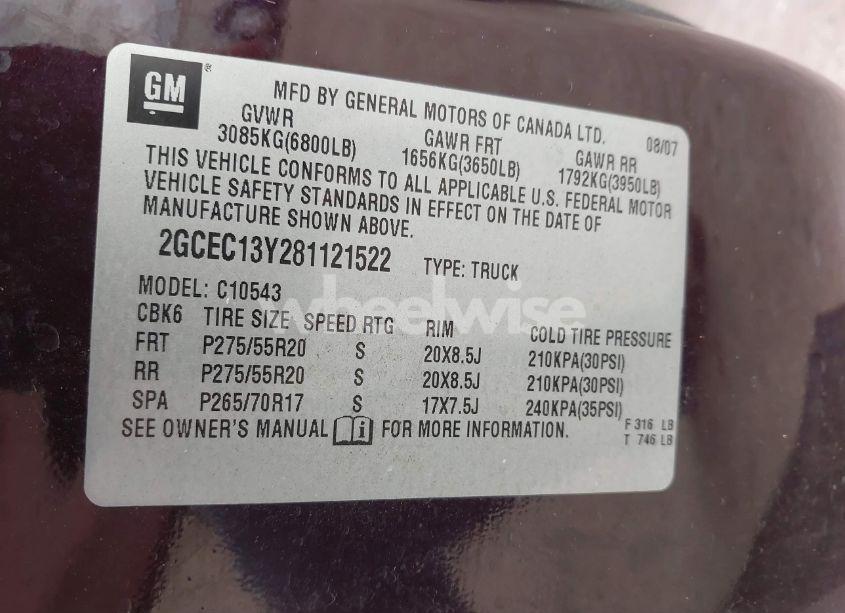 Photo 9 of 2008 Chevrolet Silverado 1500 LT2 (VIN 2GCEC13Y281121522)