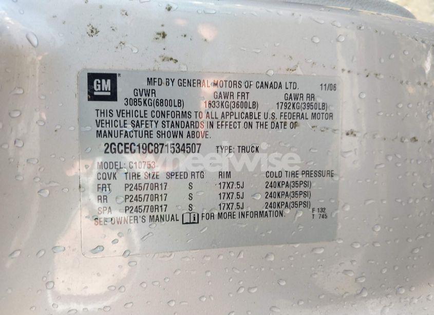 Photo 9 of 2007 Chevrolet Silverado 1500 LT1 (VIN 2GCEC19C871534507)