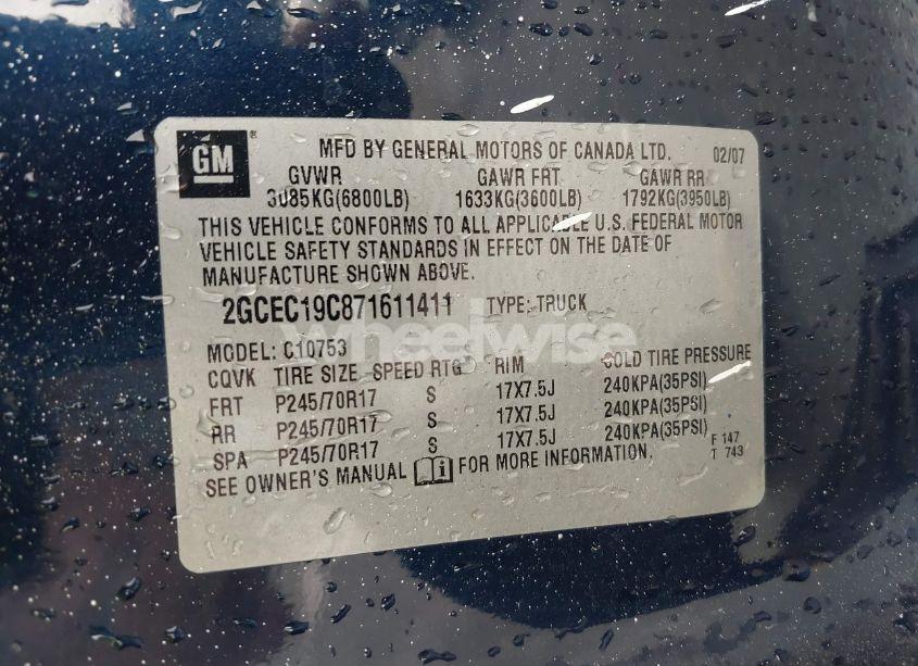 Photo 9 of 2007 Chevrolet Silverado 1500 LT1 (VIN 2GCEC19C871611411)