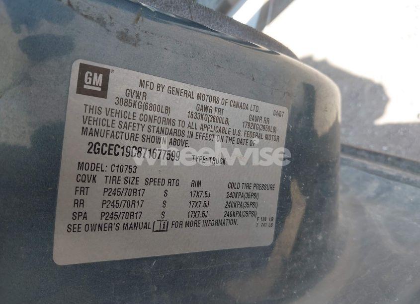 Photo 9 of 2007 Chevrolet Silverado 1500 LT1 (VIN 2GCEC19C871677599)