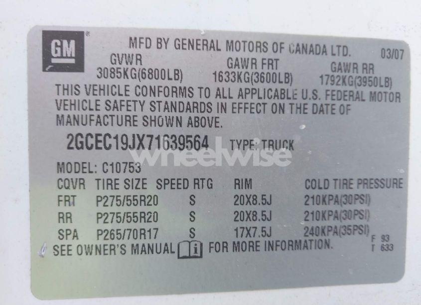 Photo 9 of 2007 Chevrolet Silverado 1500 LT1 (VIN 2GCEC19JX71639564)