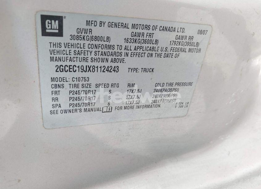 Photo 9 of 2008 Chevrolet Silverado 1500 LT1 (VIN 2GCEC19JX81124243)