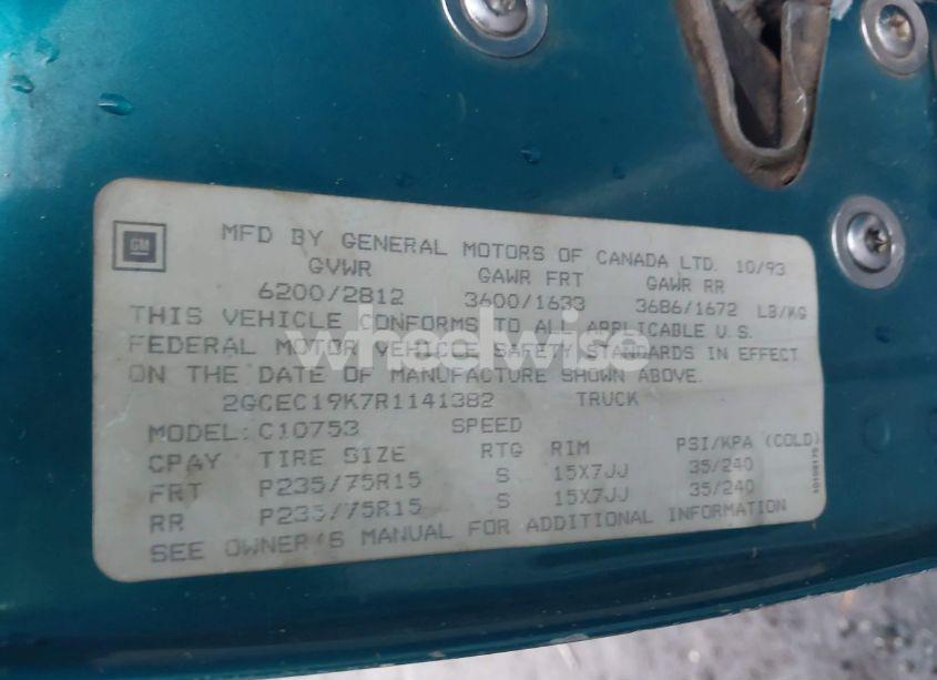 Photo 9 of 1994 Chevrolet Gmt-400 C1500 (VIN 2GCEC19K7R1141382)