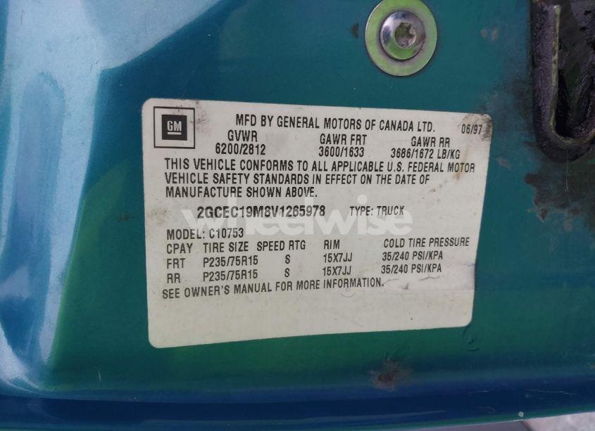 Photo 9 of 1997 Chevrolet C1500 FLEETSIDE (VIN 2GCEC19M8V1265978)