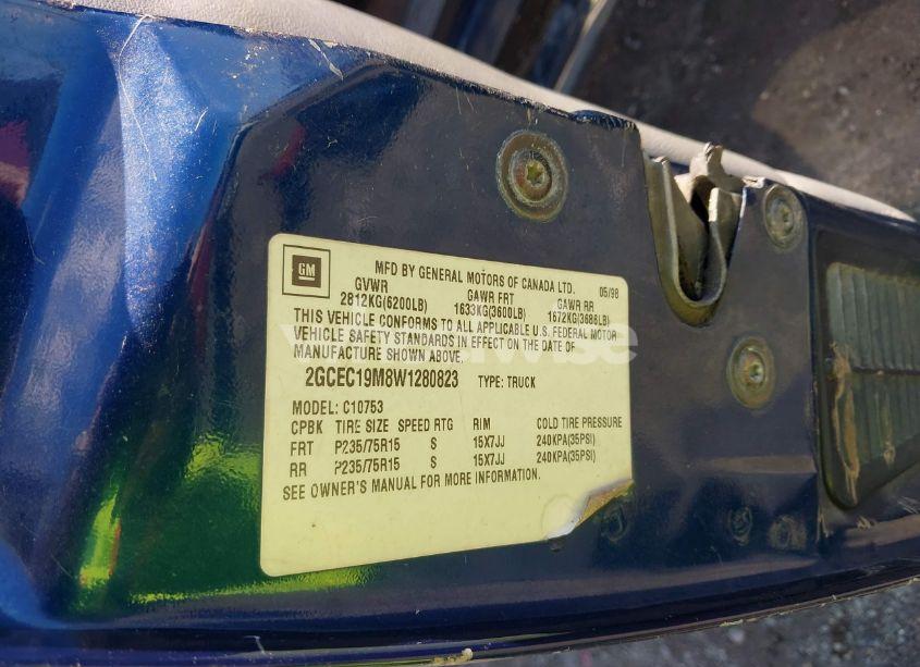 Photo 9 of 1998 Chevrolet C1500 FLEETSIDE (VIN 2GCEC19M8W1280823)