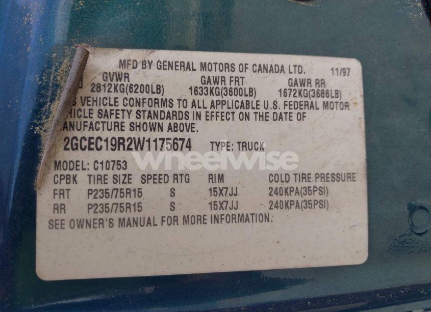 Photo 9 of 1998 Chevrolet C1500 FLEETSIDE (VIN 2GCEC19R2W1175674)