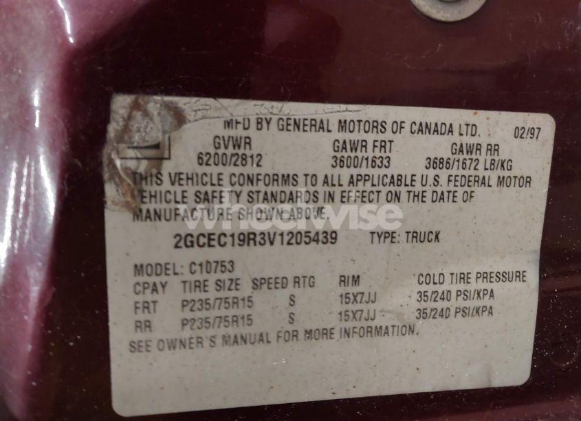 Photo 9 of 1997 Chevrolet C1500 FLEETSIDE (VIN 2GCEC19R3V1205439)