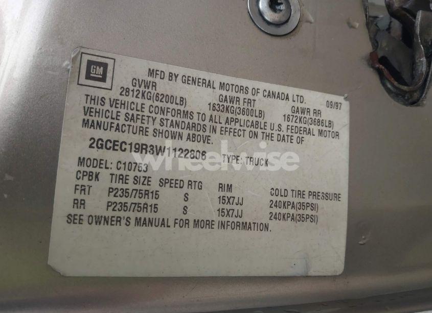 Photo 9 of 1998 Chevrolet C1500 FLEETSIDE (VIN 2GCEC19R3W1122806)